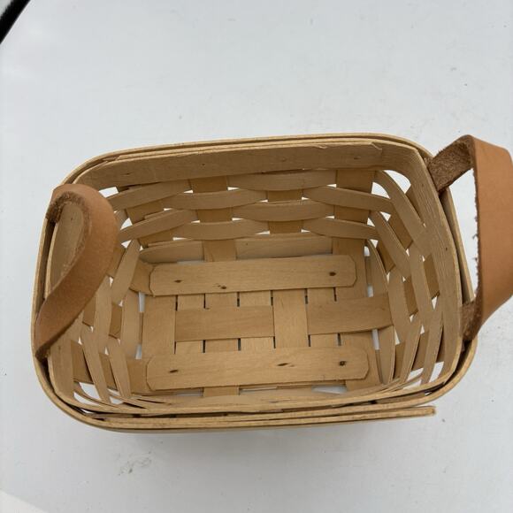 Longaberger Basket Basic Small Wood w Handles 7"x5"x3.5" Handwoven 1997 Vintage - Picture 6 of 9